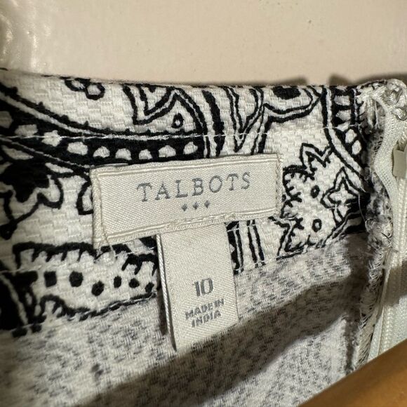 SALE! B/W Talbots Outlet Printed Sheath Dress Size 10 EUC - Picture 6 of 6